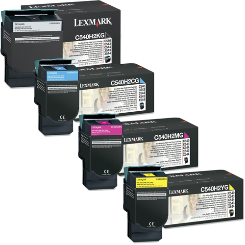 Lexmark C540H2 Set | C540H2CG C540H2KG C540H2MG C540H2YG | Original Lexmark High-Yield Toner Cartridges – Black, Cyan, Magenta, Yellow