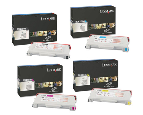Lexmark 20K0500 Set | 20K0500 20K0501 20K0502 20K0503 | Original Lexmark Toner Cartridges – Black, Cyan, Magenta, Yellow