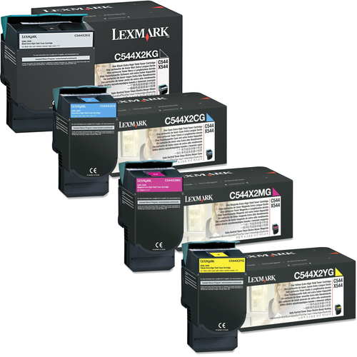 Lexmark C544X2 Set | C544X2CG C544X2KG C544X2MG C544X2YG | Original Lexmark Extra High-Yield Toner Cartridges – Black, Cyan, Magenta, Yellow