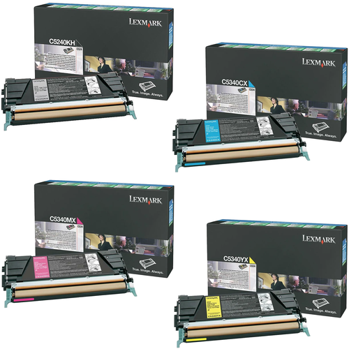 Lexmark C534 Set | C5240KH C5340CX C5340MX C5340YX | Original Lexmark Extra High-Yield Toner Cartridges – Black, Cyan, Magenta, Yellow