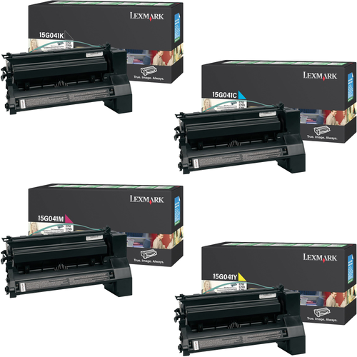 Lexmark 15G041 Set | 15G041C 15G041K 15G041M 15G041Y | Original Lexmark Return Program Toner Cartridges – Black, Cyan, Magenta, Yellow