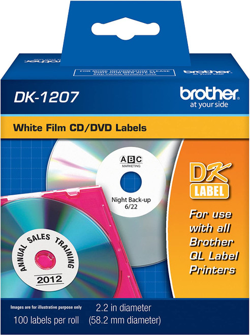 DK-1207 | Original Brother CD / DVD Film Paper Labels - White