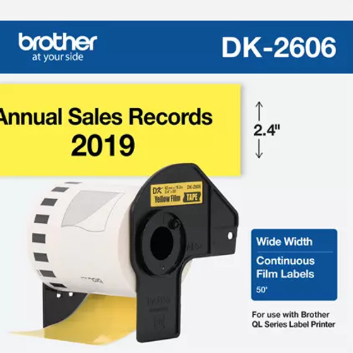 DK-2606 | Original Brother Continuous Length Film Label Tape - Black on Yellow