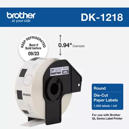DK-1218 | Original Brother Round Paper Adhesive Labels - White