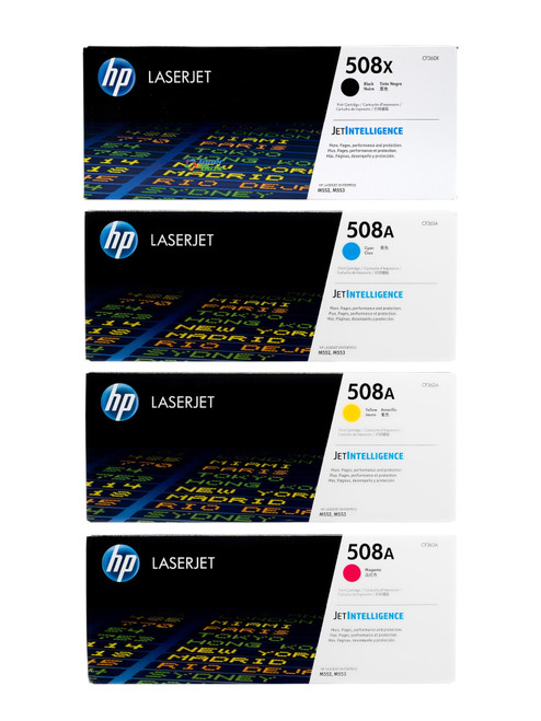 HP 508X 508A 4-Pack | CF360X, CF361A, CF362A, CF363A | Original HP Toner Cartridge – Black (High Yield), Cyan, Yellow, Magenta