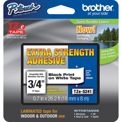 Brother TZES241 Tape with Extra-Strength Adhesive for P-Touch Labelers