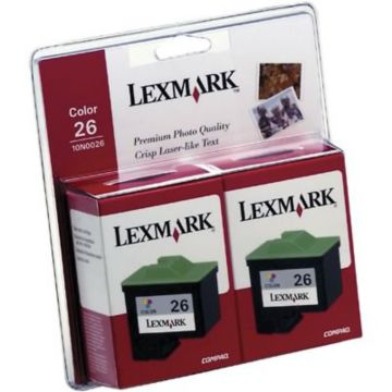 Original Lexmark #26 Inkjet Cartridges  2-Pack, Tri-Color