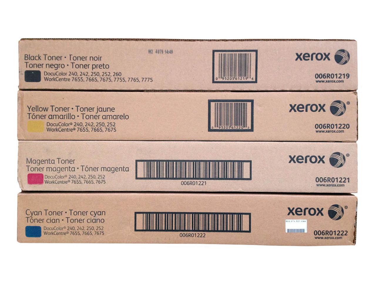 Original Xerox DocuColor 240 Black Cyan Magenta Yellow Toner Cartridge 4-Pack 006R01219 006R01220 006R01221 006R01222