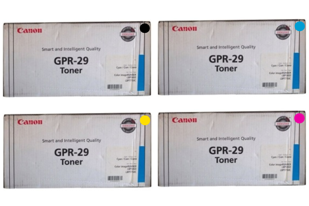 Canon GPR-29 CYMK Set | 2641B004AA 2642B004AA 2643B004AA 2645B004AA | Original Canon Toner Cartridge Set - Black, Cyan, Magenta, Yellow