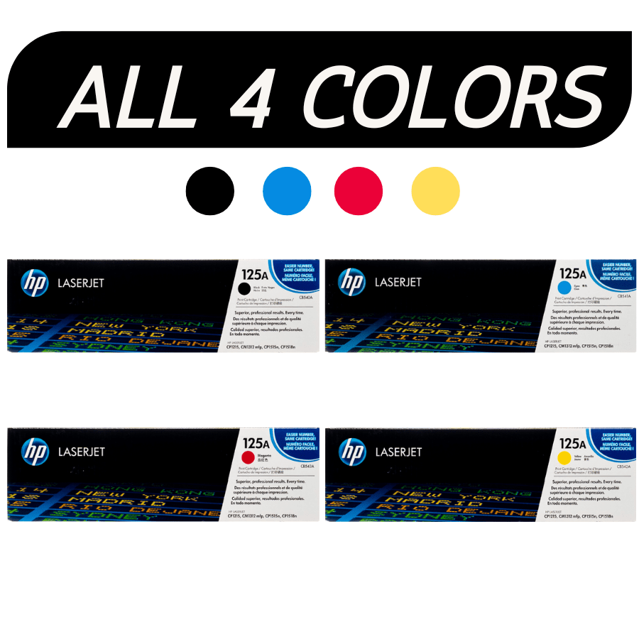 HP 125A SET All 4 colors | CB540A CB541A CB542A CB543A | Original HP Toner Cartridge - Black, Cyan, Yellow, Magenta