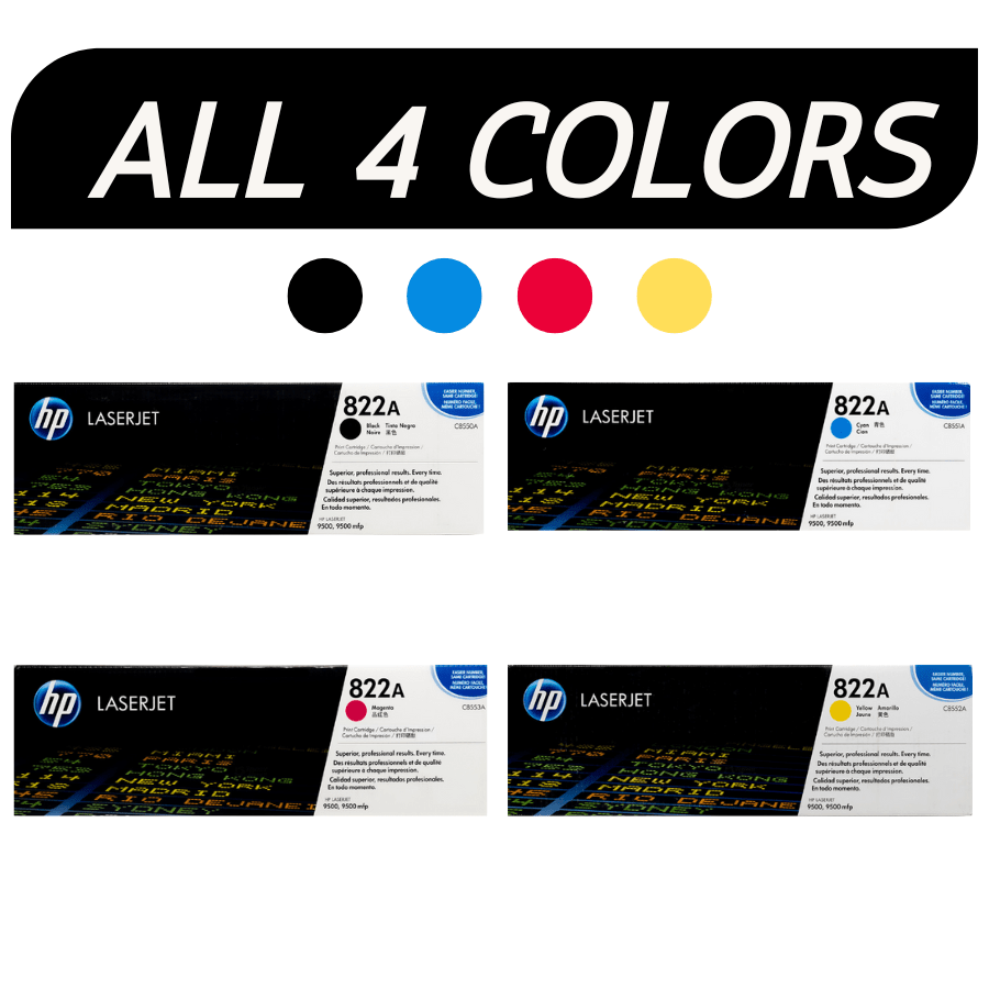 HP 822A Toner SET All 4 colors | C8550A C8551A C8552A C8553A | Original HP Toner Cartridge - Black, Cyan, Magenta, Yellow