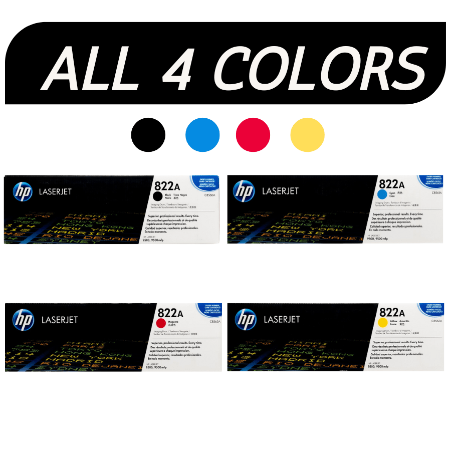 HP 822A Drum SET All 4 colors | C8560A C8561A C8562A C8563A | Original HP Toner Cartridge - Black, Cyan, Yellow, Magenta