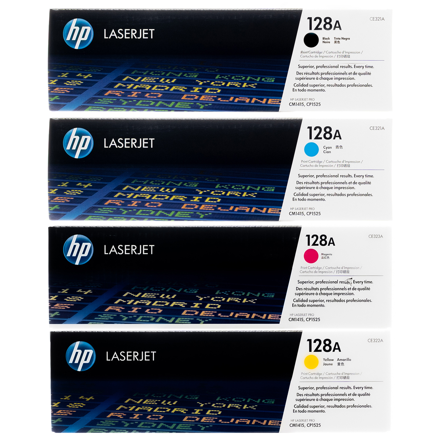 HP 128A SET | CE320A CE321A CE322A CE323A | Original HP Toner Cartridge -  Black, Cyan, Yellow, Magenta - Toner Buzz