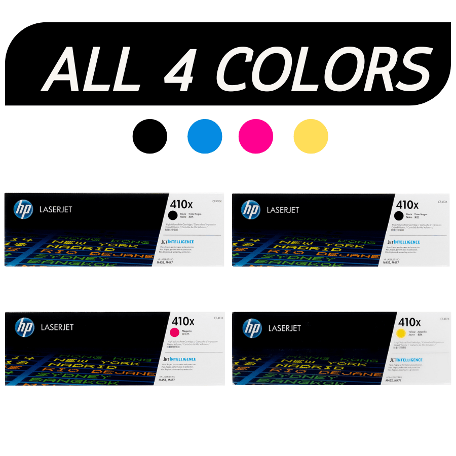 HP 410X SET All 4 colors| CF410X CF411X CF412X CF413X | Original HP Toner Cartridge - Black, Cyan, Magenta, Yellow