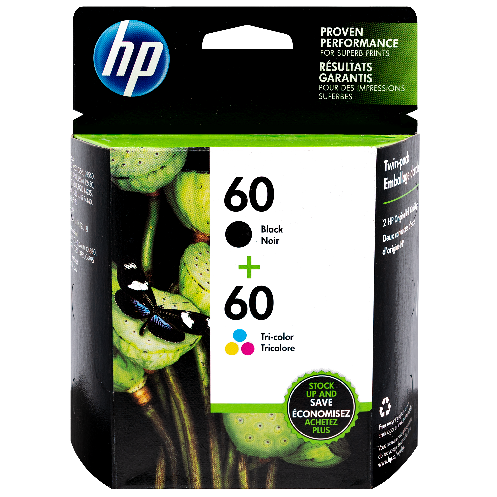 N9H63FN | HP 60 | Original HP Dual Pack Ink Cartridges - Black, Tri-Color