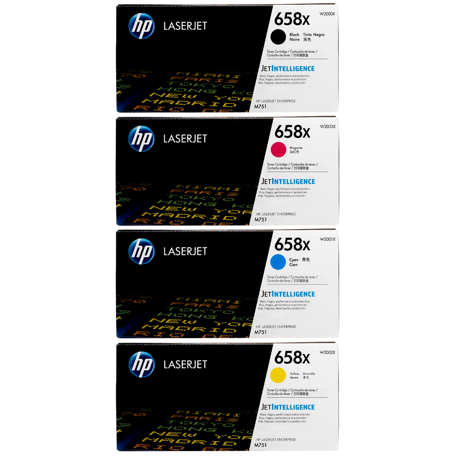Original HP 658X SET | W2000X W2001X W2002X W2003X | LaserJet High-Yield Toner Cartridges - Black, Cyan, Magenta, Yellow