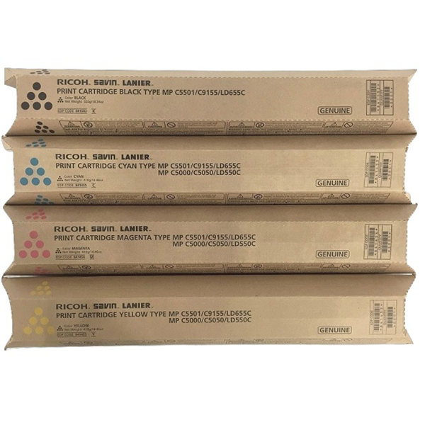 Ricoh MP-C5501 Set | 841582 841453 841454 841455 | Original Ricoh Laser Toner Cartridges – Black, Cyan, Magenta, Yellow