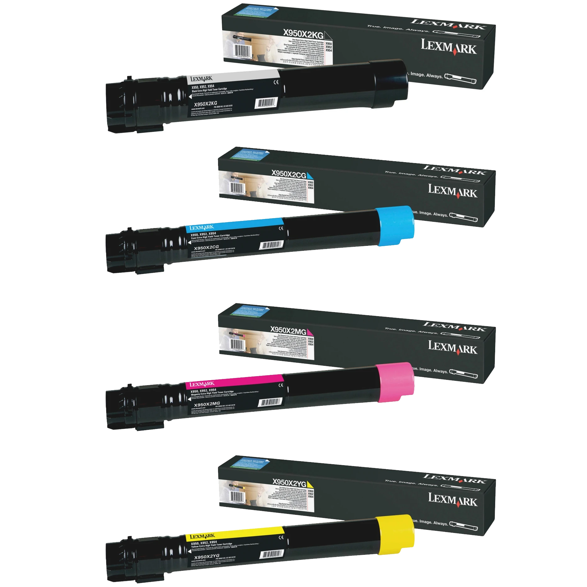 Lexmark X950X2 Set | X950X2CG X950X2KG X950X2MG X950X2YG | Original Lexmark Toner Cartridges – Black, Cyan, Magenta, Yellow
