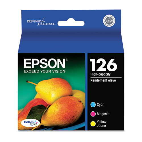 T126520-S | Epson® 126 | Original Epson® DURABrite Ultra® High-Yield Ink Cartridges - Cyan, Magenta, Yellow - 3 Pack