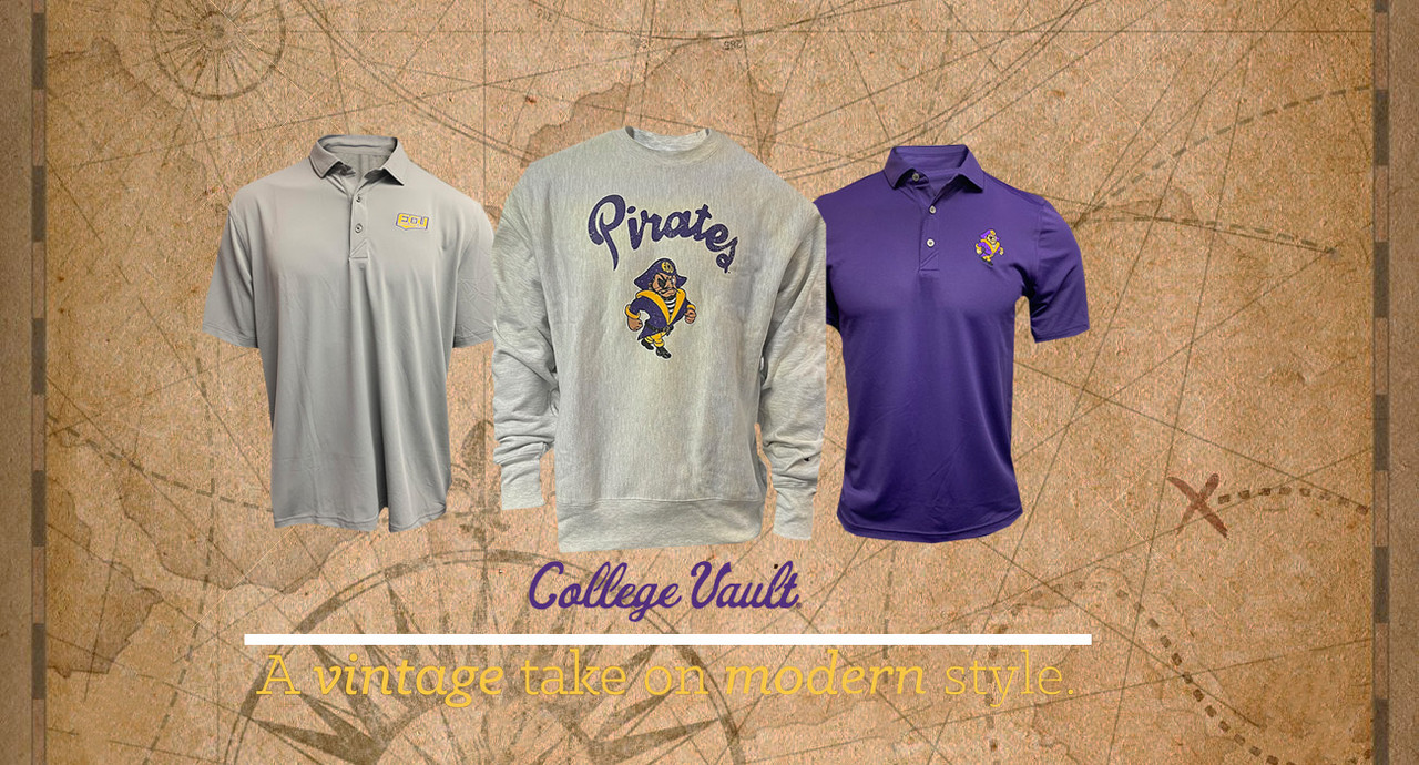 Men Golf Shirt Large Clique Purple ECU Pirates Nation SS Polo