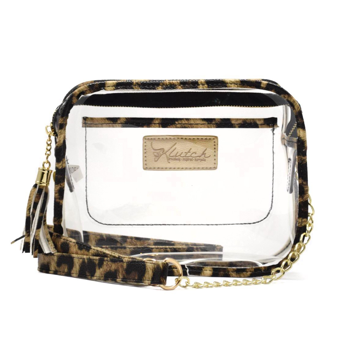 clear leopard bag