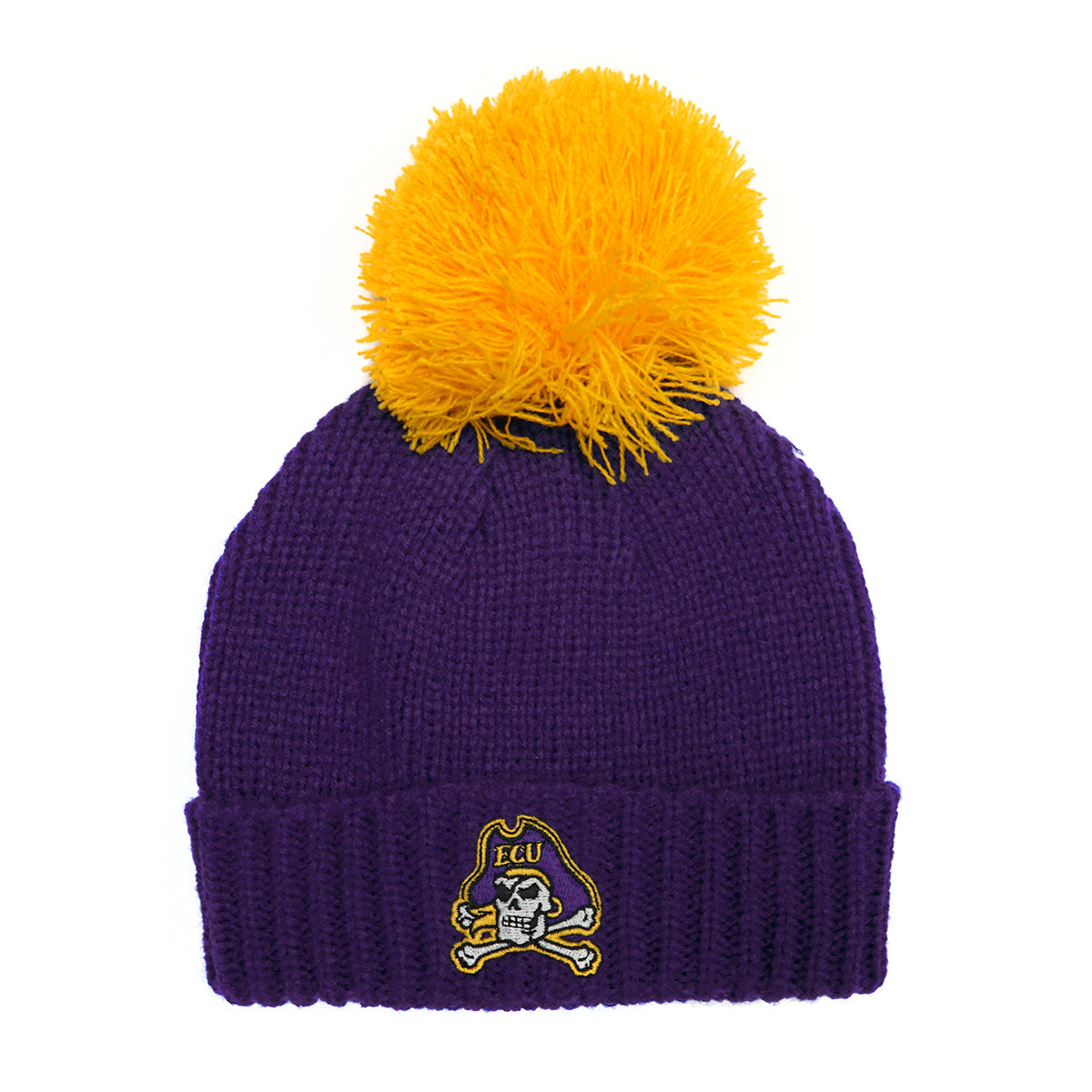 Youth Beanie Purple and Gold Pom 