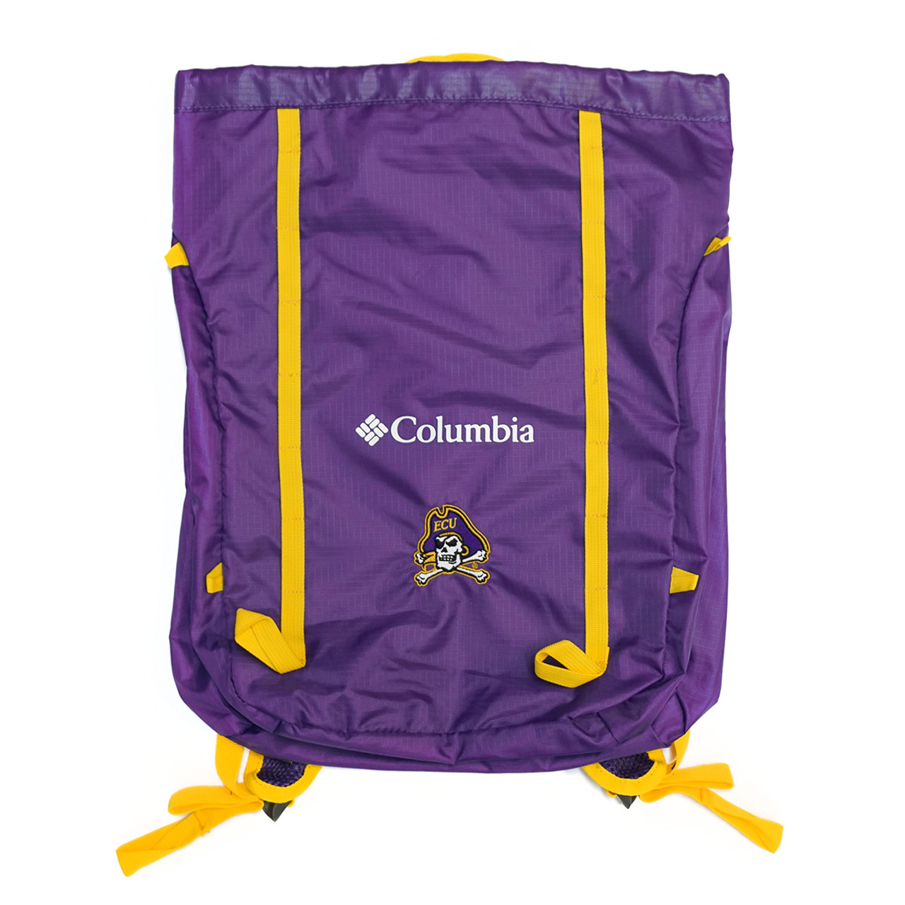 purple and gold backpack