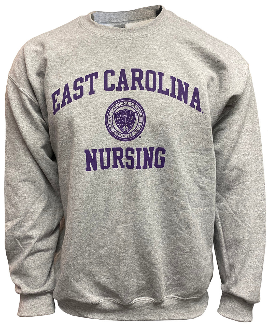 Grey Nursing Crewneck w ECU Seal