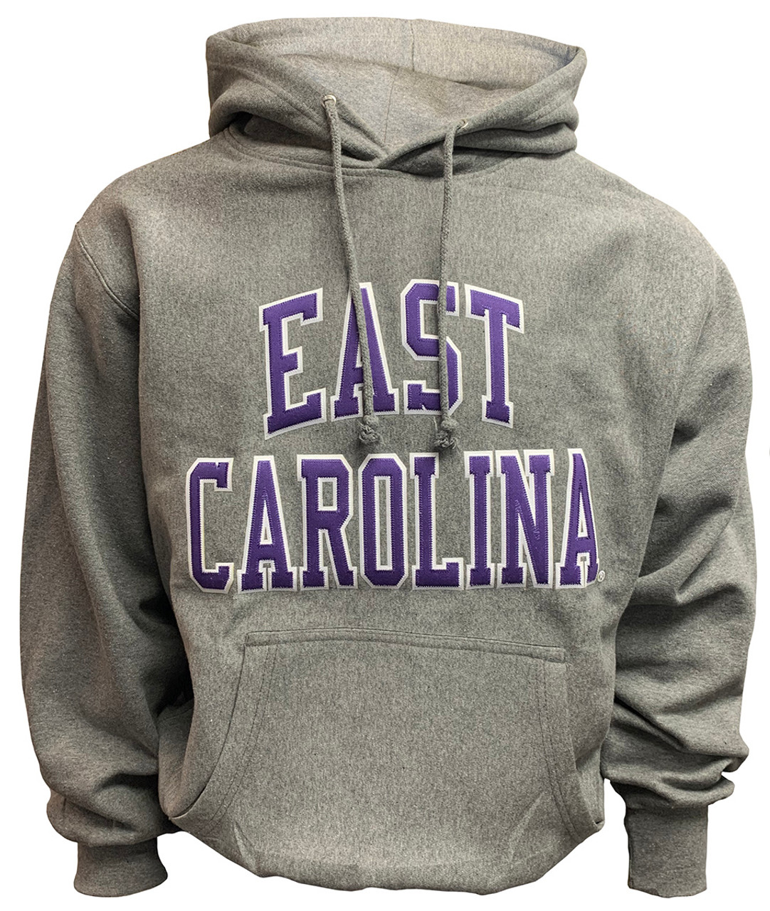 Grey Hoodie w Purple Embroidered East Carolina