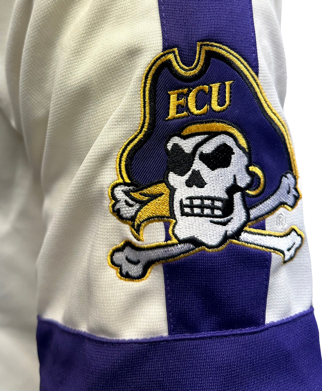 White ECU #19 Button Down Baseball Jersey