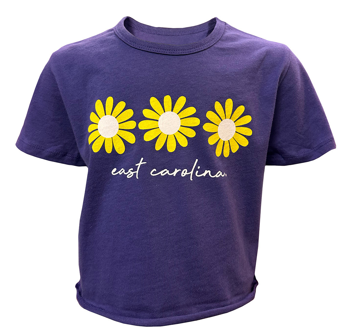 Purple Youth Crop Top w/ Three Daisies East Carolina - Main Image