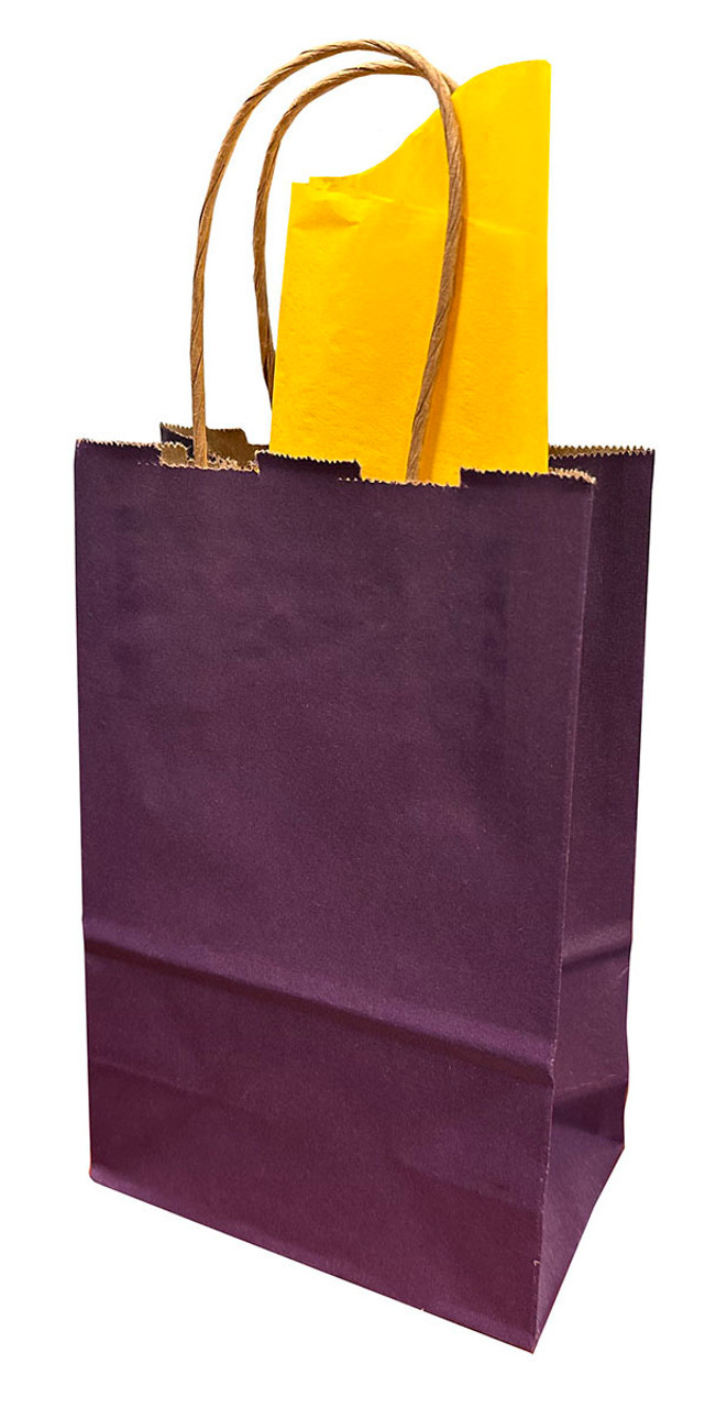 Tiny Purple Kraft Gift Bag w/ Gold Tissue Paper - University Book