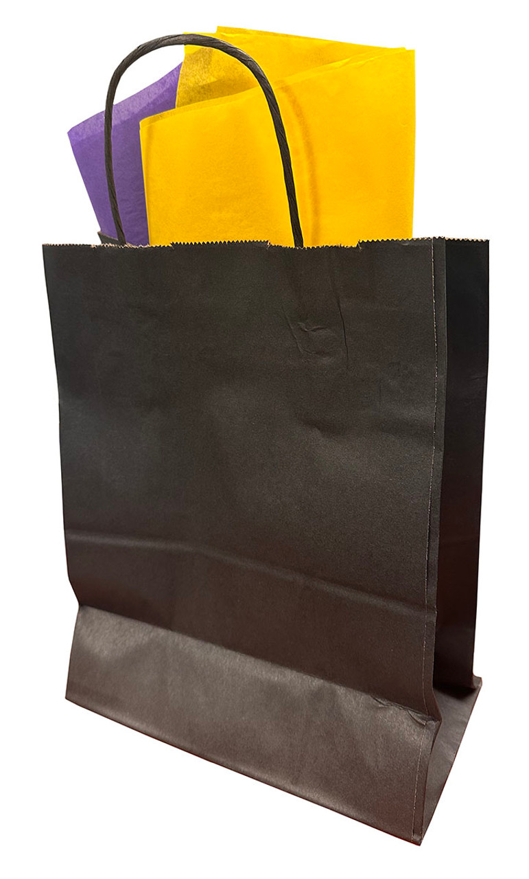 Small Black Kraft Gift Bag w/ Gold & Purple Tissue Paper - University Book  Exchange