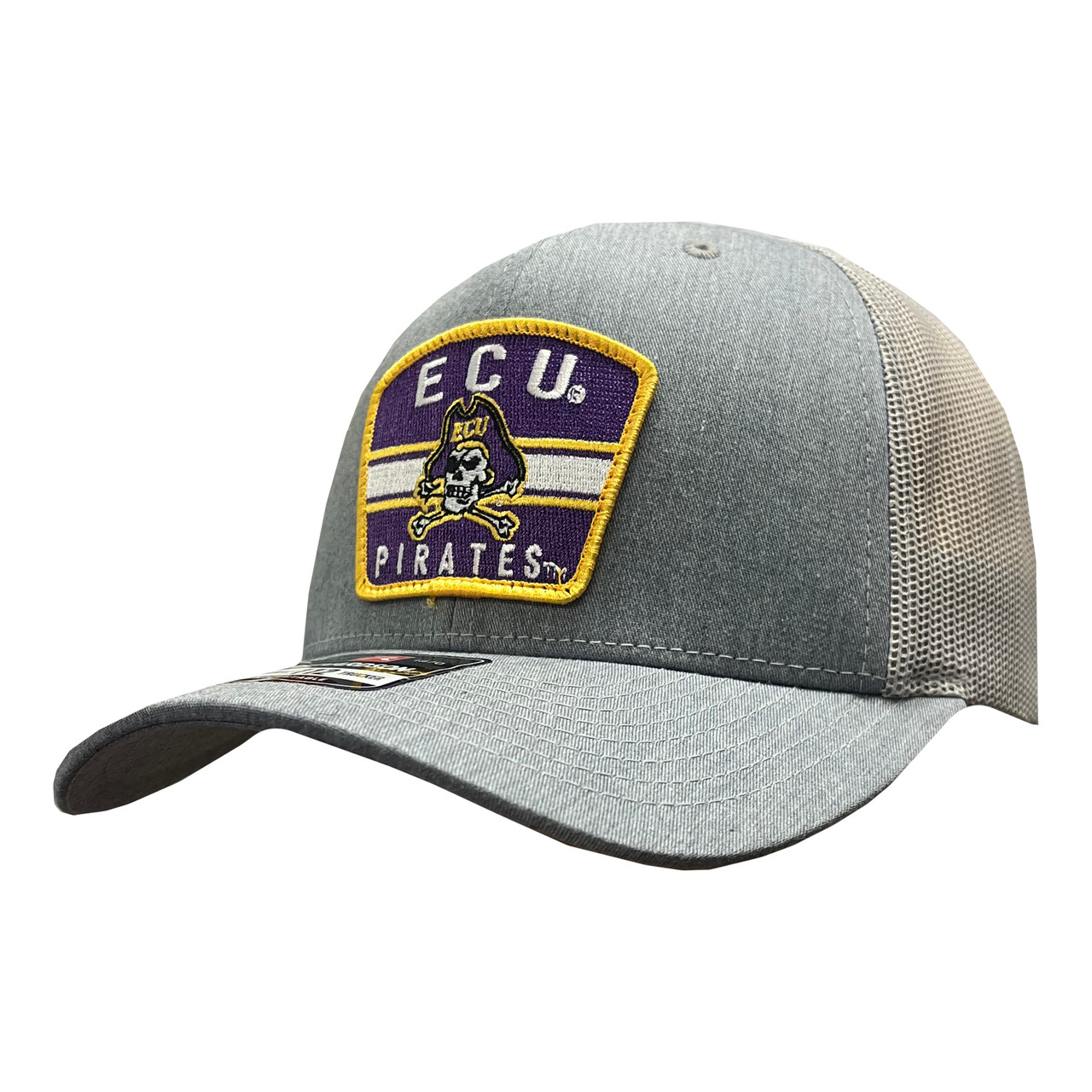 Richardson Grey 112 Trucker Cap with ECU Pirates Jolly Roger