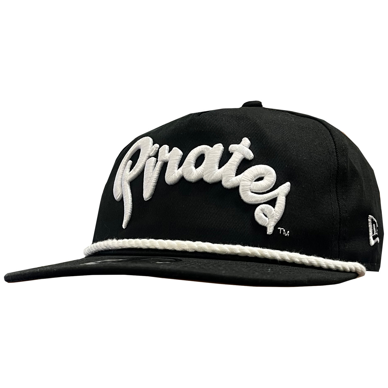 New Era The Golfer Black Adjustable Rope Cap with White Pirates Script
