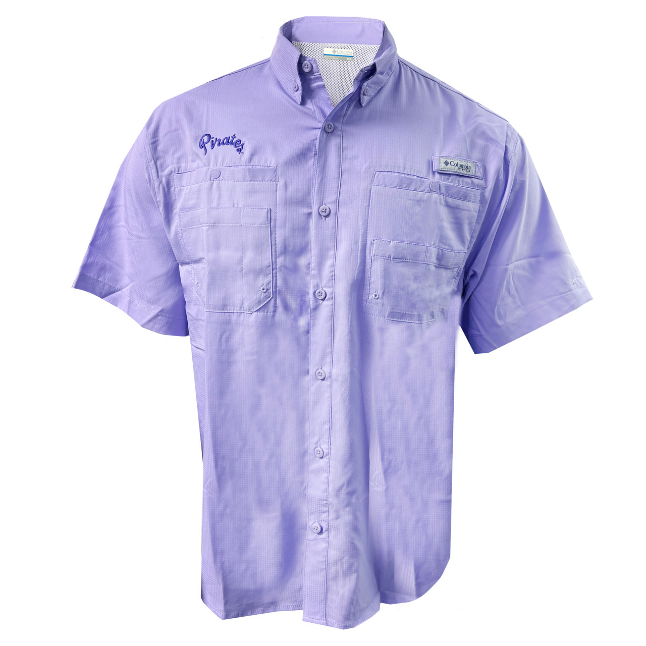 Lavender Columbia Pirates Script Tamiami Fishing Shirt