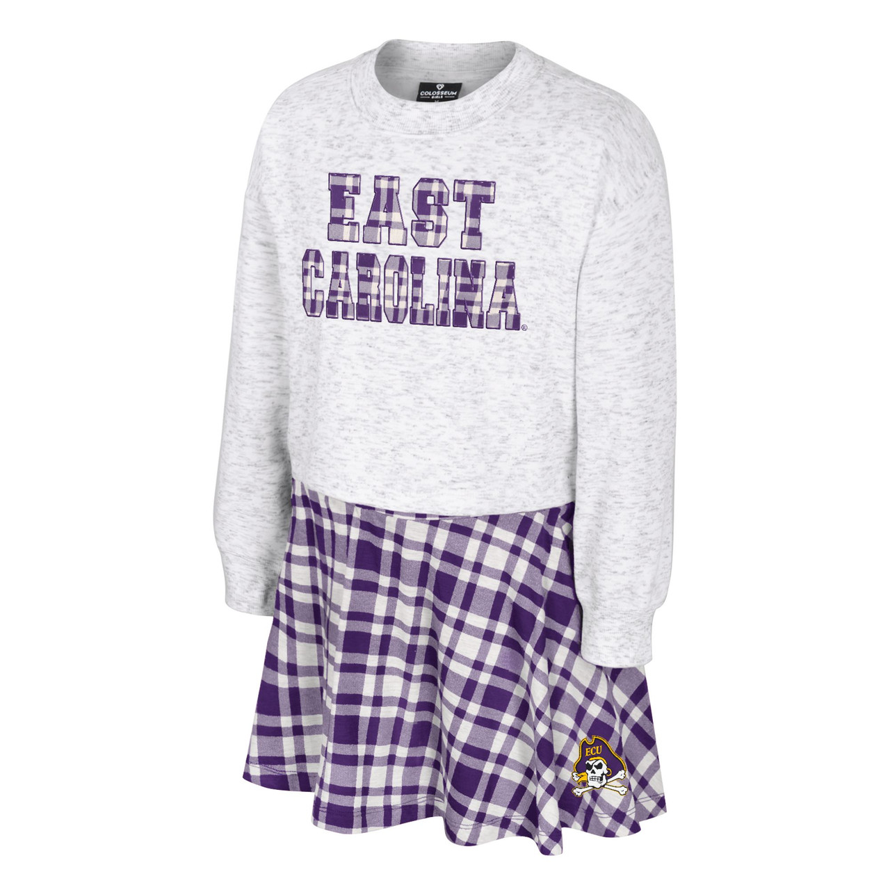 Youth Purple East Carolina Plaid Skirt Set