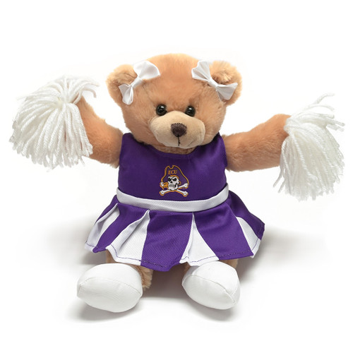 Tan Cheerleader Teddy Bear with Pom Poms