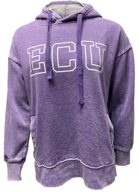 Purple Vintage ECU Block Letters Ladies Hoodie
