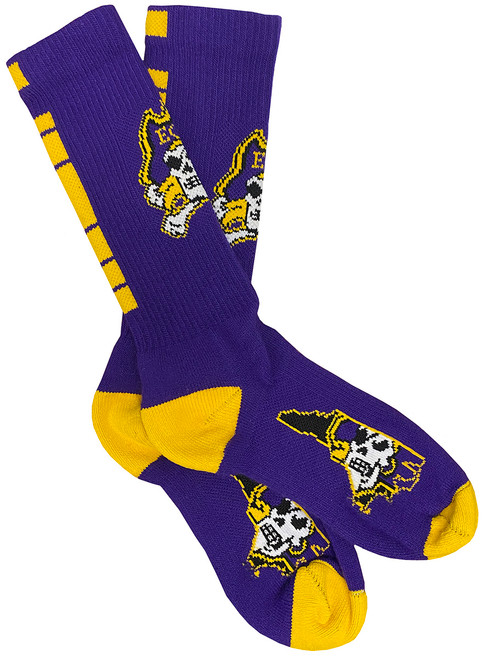 Purple & Gold Striped Jolly Roger Socks