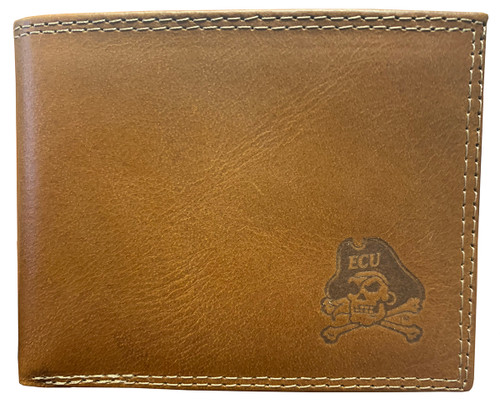 Tan Leather Wallet w/ Jolly Roger