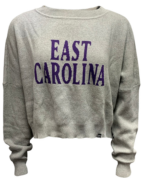 Cropped Grey Sweater w/ Purple East Carolina