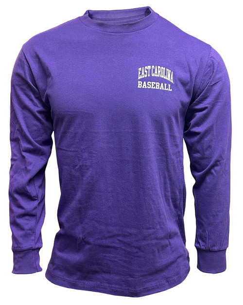 Purple Long-sleeved Baseball Tee w/ Jolly Roger & Crossed Bats