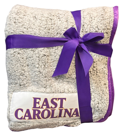 East Carolina Frosty Fleece Blanket w/ Purple Trim