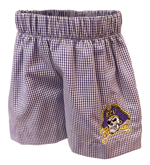 Purple Infant Gingham Shorts w/ Jolly Roger