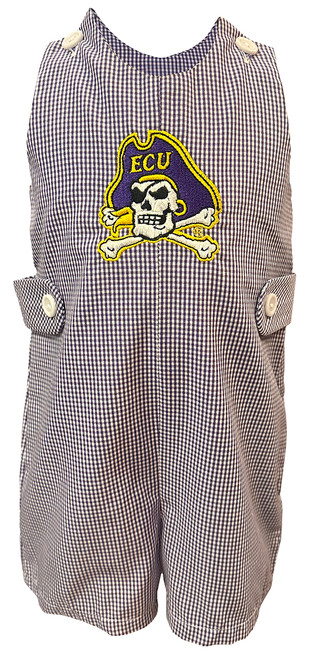 Purple Infant Gingham Overalls w/ Jolly Roger