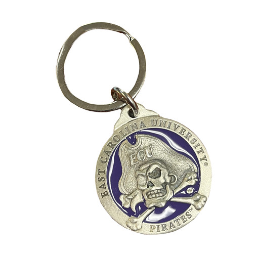 Pewter & Purple Jolly Roger Keychain