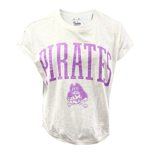 White Sleeveless Slub Pirates Top with Jolly Roger