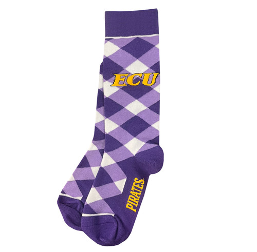 Purple Lilac and White Argyle Socks with Jolly Roger