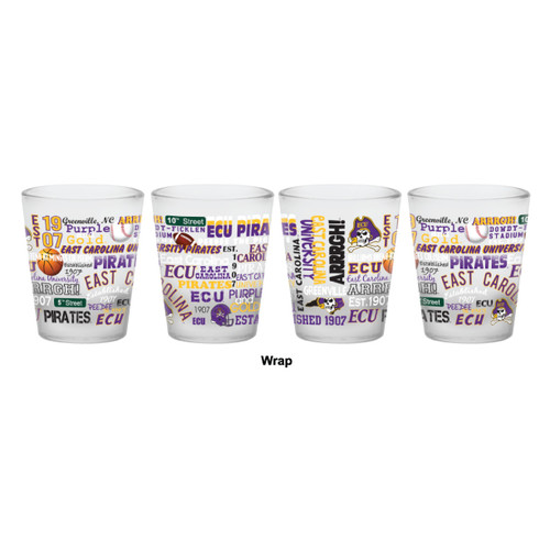 Frosted Shot Glass w/ ECU Landmarks & Phrases